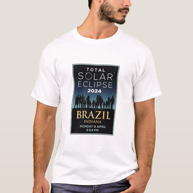 Camiseta Total de Eclipse Solar 2024, Brasil, Indiana (Frente)