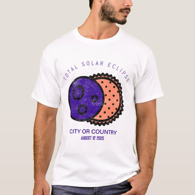 Camiseta Total de Eclipse Solar 2026 Personalizado (Frente)
