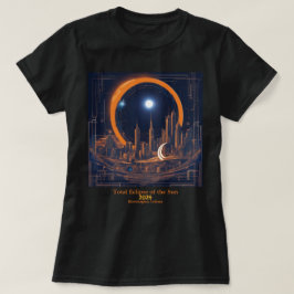 Camiseta Total de Eclipse Solar do Texto do Arranha-céus da