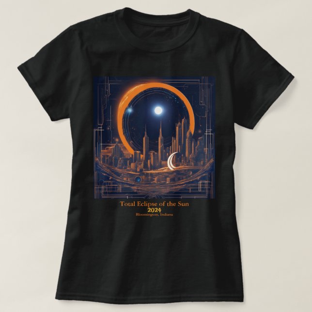 Camiseta Total de Eclipse Solar do Texto do Arranha-céus da (Frente do Design)
