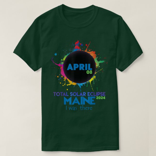 Camiseta Total de Eclipse Solar Maine 2024 Totalidade Color (Frente do Design)