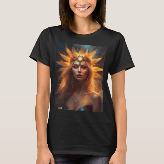 Camiseta Total de Eclipse Solar Sun Queen Adicionar Texto o (Frente)