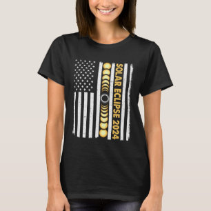 Camiseta Total do Eclipse Solar 2024 Totalidade Fases Améri