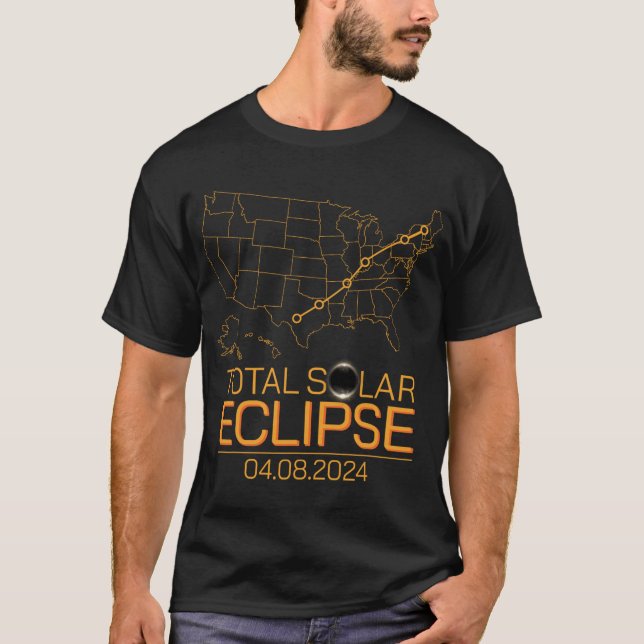 Camiseta Total do Eclipse Solar Abril 8 2024 Totalidade do  (Frente)