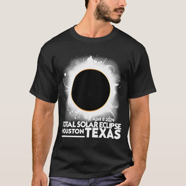 Camiseta Total do Eclipse Solar HOUSTON TEXAS abril 8 2024  (Frente)