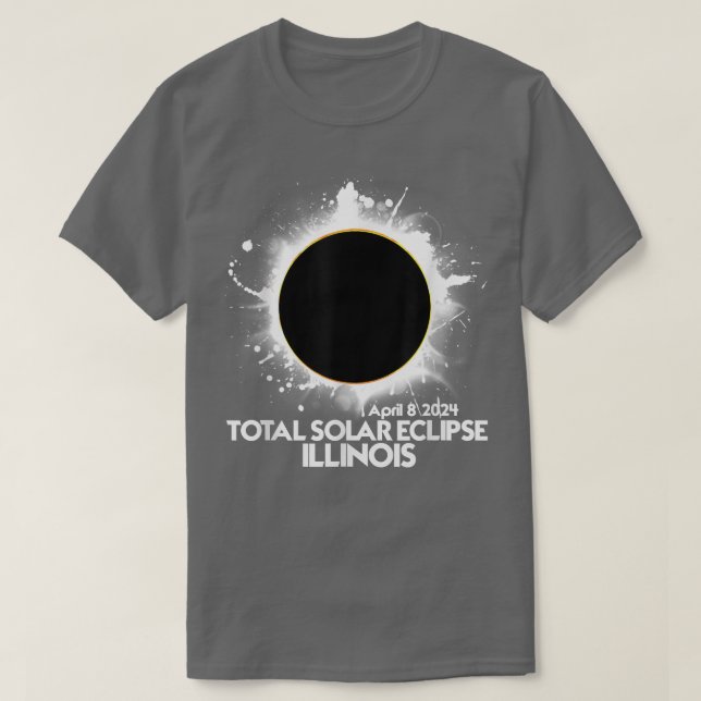 Camiseta Total do Eclipse Solar ILLINOIS 2024 Totalit Ameri (Frente do Design)