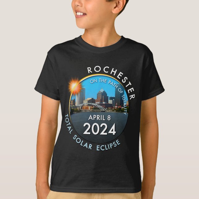 Camiseta Total do Eclipse Solar Totality Rochester New York (Frente)