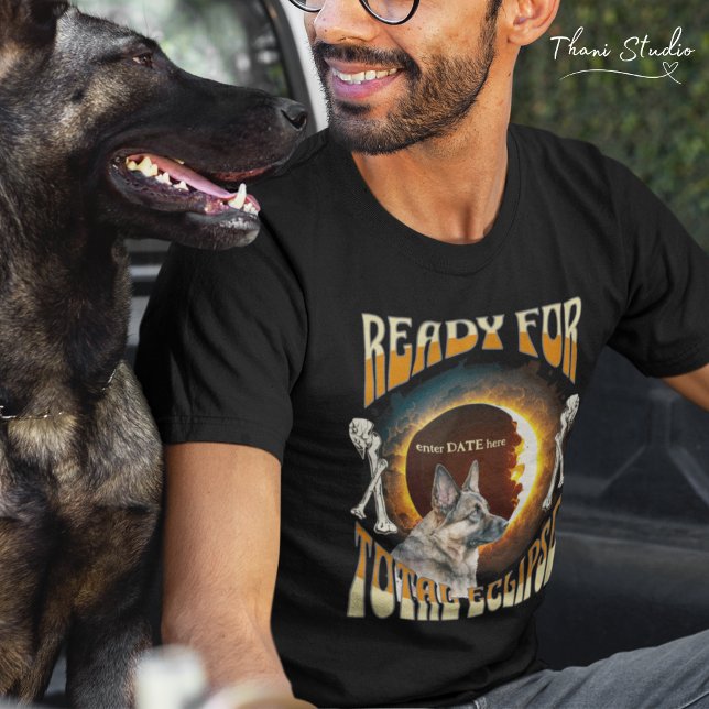 Camiseta Total Eclipse 2024 - Data Editável - Cachorro (Criador carregado)