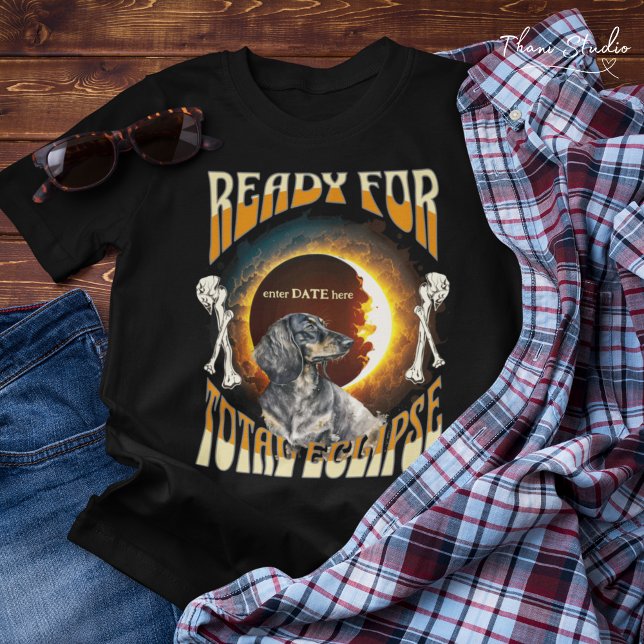 Camiseta Total Eclipse 2024 - Data Editável - Cachorro (Criador carregado)
