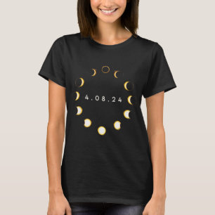 Camiseta Total Eclipse Solar abril 8 2024 Fases Totalidade