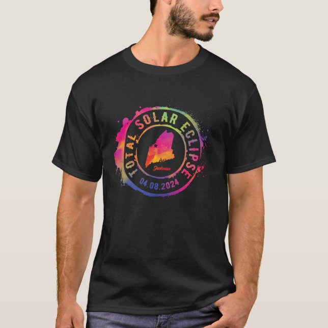 Camiseta Total Solar Eclipse 2024 EUA Maine Jackman Totalit (Frente)