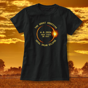 Camiseta Total Solar Eclipse 4.8.2024 EUA Adicionar seu Est