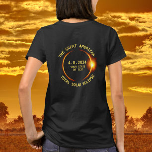 Camiseta Total Solar Eclipse 4.8.2024 EUA Adicionar seu Est