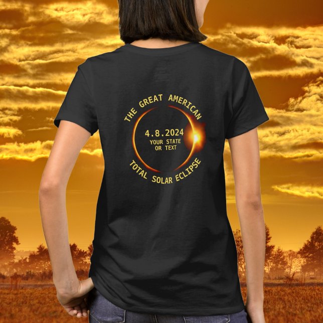 Camiseta Total Solar Eclipse 4.8.2024 EUA Adicionar seu Est (Criador carregado)