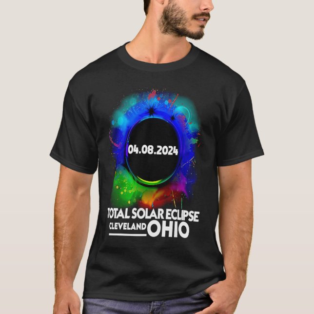 Camiseta Total Solar Eclipse Cleveland OHIO Abril 8 De 2024 (Frente)