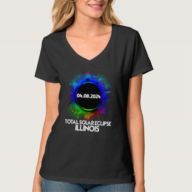 Camiseta Total Solar Eclipse ILLINOIS 2024 Colorful Totalit (Frente)