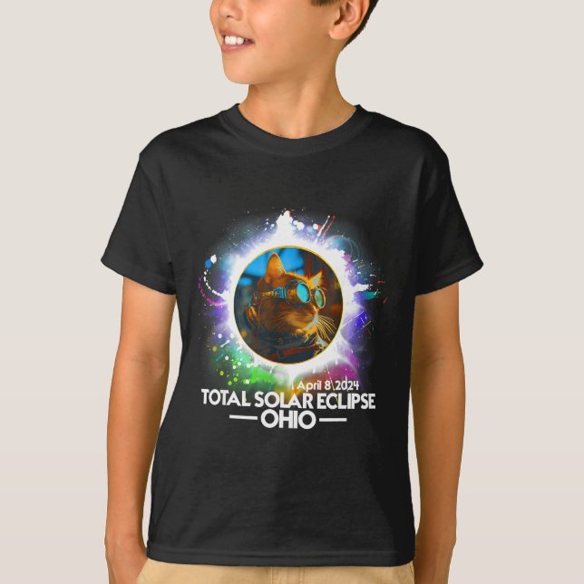 Camiseta Total Solar Eclipse Ohio Cat Design (Frente)