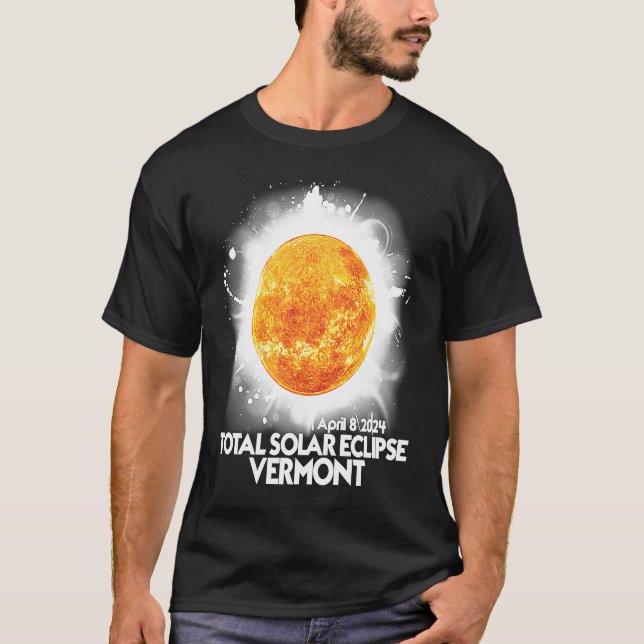 Camiseta Totalidade VERMONT 2024 Eclipse Solar Total Americ (Frente)