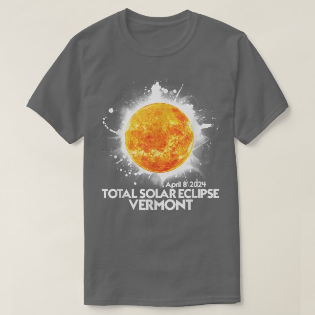 Camiseta Totalidade VERMONT 2024 Eclipse Solar Total Americ (Frente do Design)