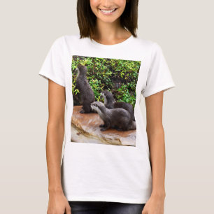 Camiseta Totalmente Encantador: Três Pequenas Lontras Cinze