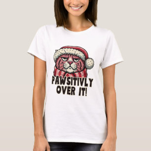 Camiseta Totalmente Farto Disto Gato Rosa Engraçado Natal