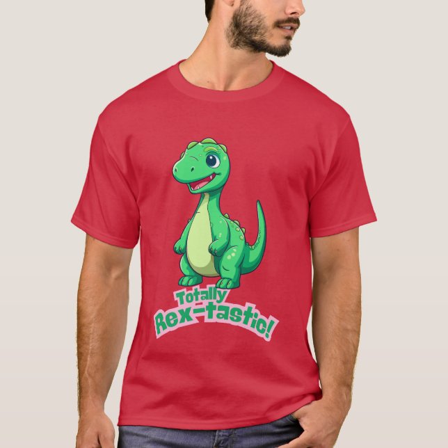 Camiseta Totalmente Rex-Tástico! Design de Dinossauro Bonit (Frente)