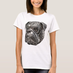 Camiseta Tótem Nó Guerreiro Bulldog Prata Celta Feroz