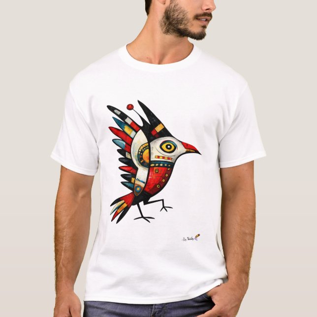 Camiseta Totemic Bird – Abstract Tribal Symbol (Frente)