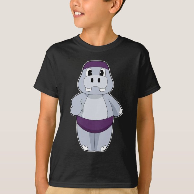 Camiseta Touca de Natação Hipopótamo Nadando (Frente)