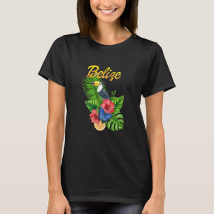 Camiseta Toucan Bird Tropical Flowers Belize Viagem Souveni