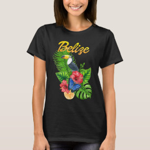 Camiseta Toucan Bird Tropical Flowers Belize Viagem Souveni