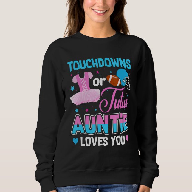 Camiseta Touchdowns Or Tutus Auntie Loves You Gender Reveal (Frente)