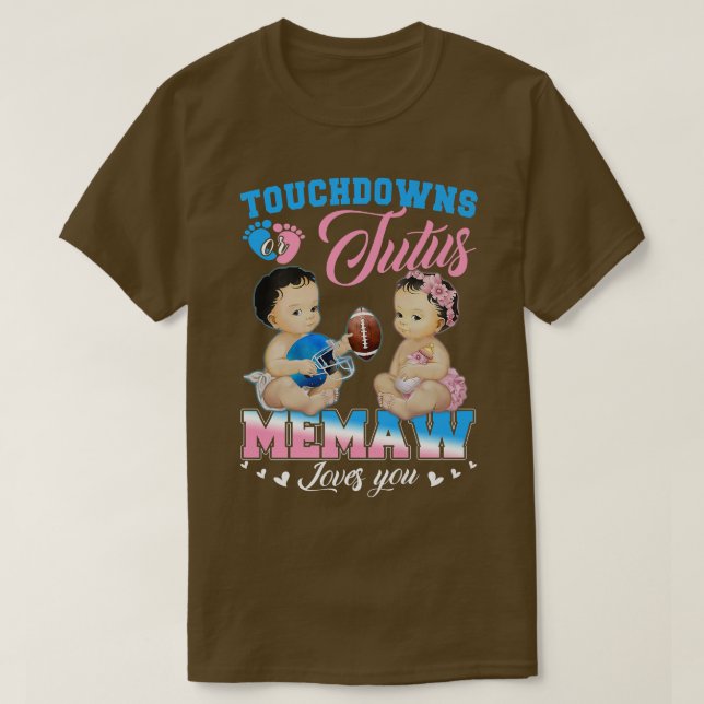 Camiseta Touchdowns ou Tutus Memaw ama a Revelação de Gêner (Frente do Design)