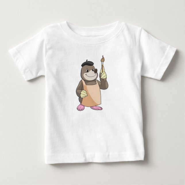 Camiseta Toupeira como Pintor com Pincel (Frente)