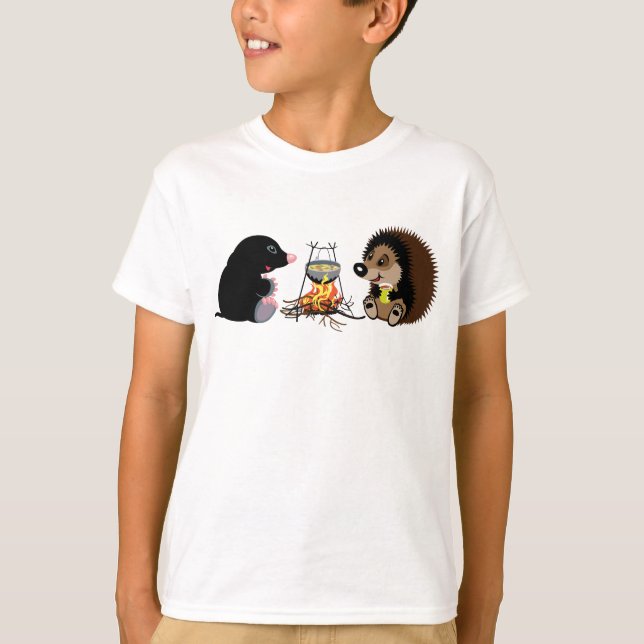 Camiseta toupeira e ouriço dos desenhos animados (Frente)
