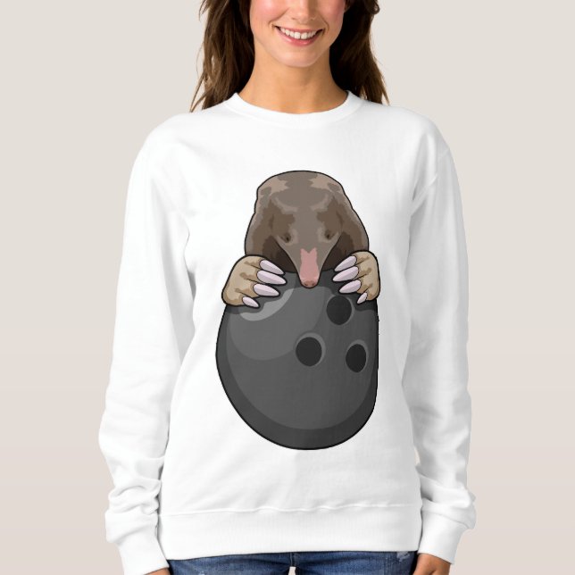 Camiseta Toupeira no boliche com bola de boliche (Frente)