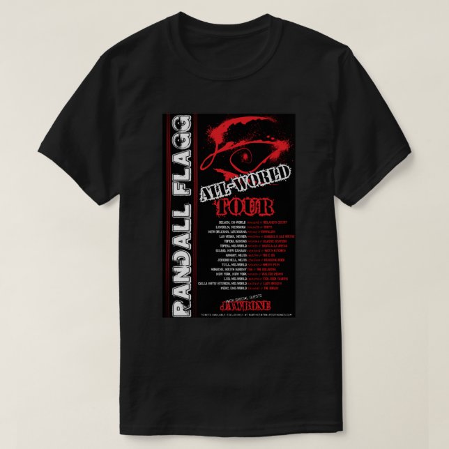 Camiseta Tour mundial Randall Flagg- Clas de estilo MetalRo (Frente do Design)