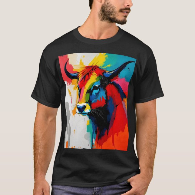 Camiseta Touro Abstrato do Estilo 1960 (Frente)