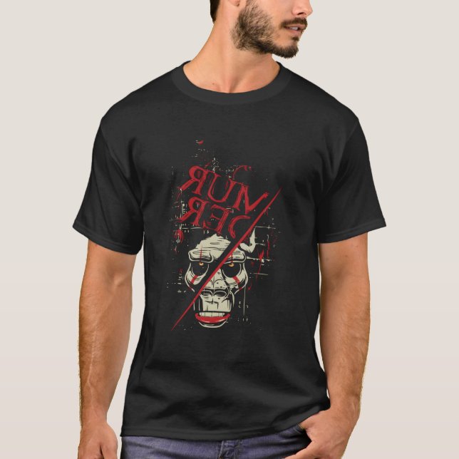 Camiseta Touro Assustador do Halloween Gótico Skeleton Dark (Frente)