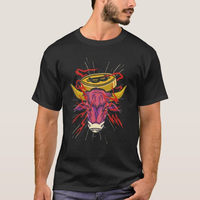 Camiseta Touro Bitcurrency legal Com Olhos Laser Cripto (Frente)