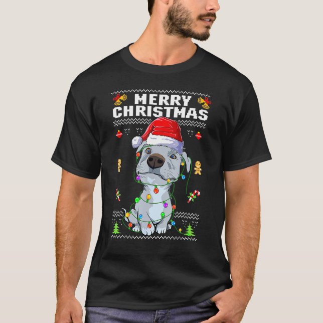 Camiseta Touro Bonito Puppy Feliz Natal Suor Feio P (Frente)