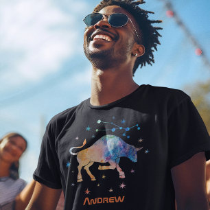 Camiseta Touro Constelação Zodiac Watercolor Galaxy