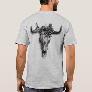 Camiseta Touro Crânio e Rosa (Traseira)