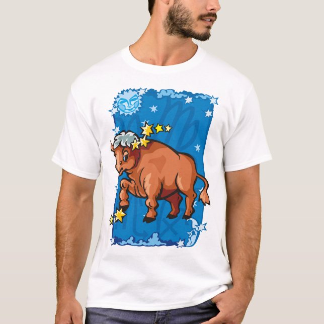 Camiseta Touro Cute Taurus no céu noturno (Frente)