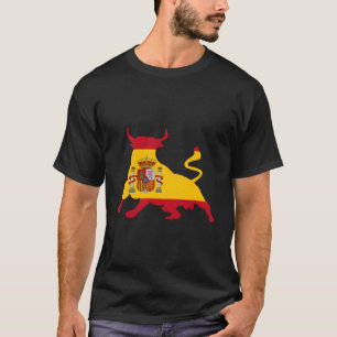 Camiseta Touro De Bandeira Espanhol A Combater-Se Com Os To