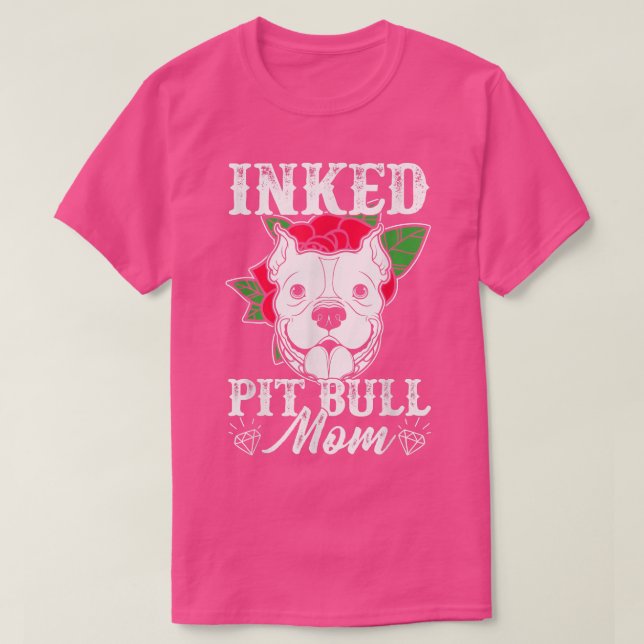 Camiseta Touro de Pit Torrado Mãe Tatuagem PitBull Cão (Frente do Design)