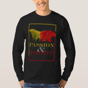 Camiseta Touro e urso paixão e lucro mercado de ações um