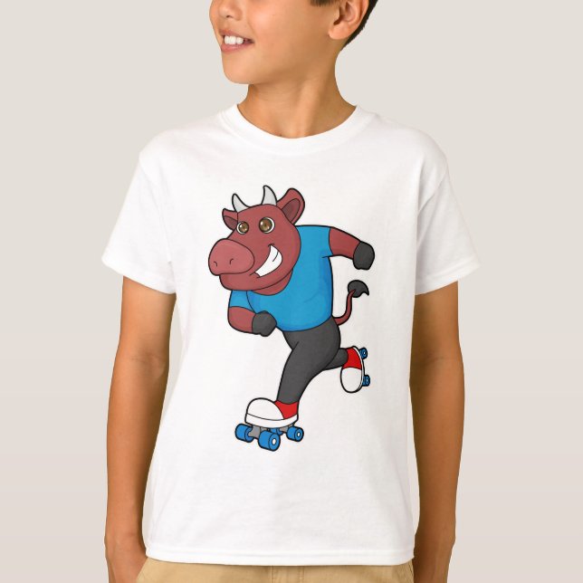 Camiseta Touro em patinagem em linha com skates (Frente)