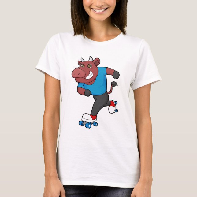 Camiseta Touro em patinagem em linha com skates (Frente)