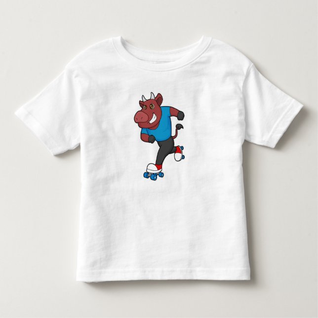 Camiseta Touro em patinagem em linha com skates (Frente)